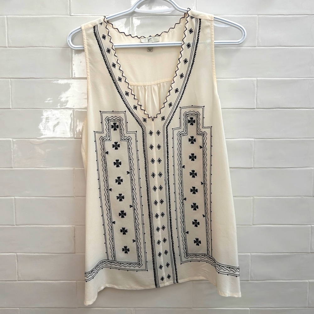 Joie Silk Embroidered Sleeveless Shirt
